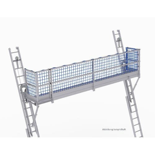 MAUDERER Produktbild BAVARIA Leitern Blitzgerüst 20 77335011 Komplettangebot als Dachschutzwand mit blauem Netz